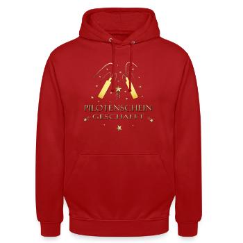 Pilotenschein Pilot Pilotenausbildung PPL - Unisex Hoodie - Rot - Vorne - AI Model Male 185 light (185cm) & AI Model Female 180 light (180cm)