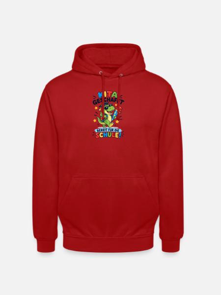 Kita geschafft Einschulung Dino - Unisex Hoodie - Rot