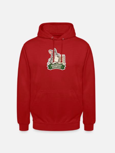 Dokumentnager Häschen mit Papierstapeln - Unisex Hoodie - Rot