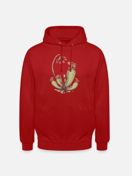 Karnivoren Pitcherpflanze - Botanische Kunst - Unisex Hoodie - Rot