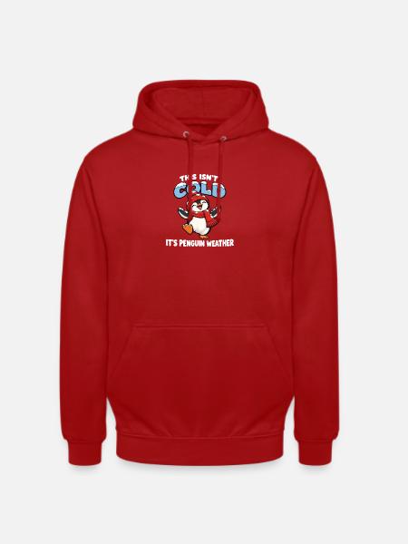 Winter Pinguin Cartoon Lustige Sprüche - Unisex Hoodie - Rot