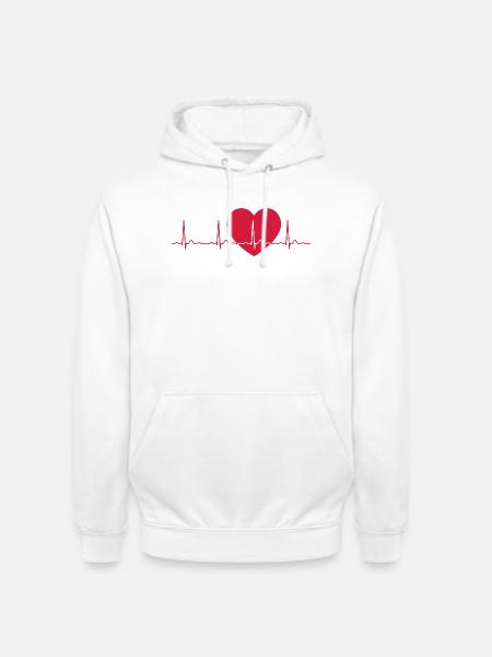 Heartbeat ECG Line Medical Pulse Wave Icon Vector - Unisex Hoodie - white
