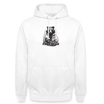 Papa Bear - Unisex Hoodie - Weiß - Vorne - AI Model Male 185 dark (185cm) & AI Model Female 172 dark (172cm)