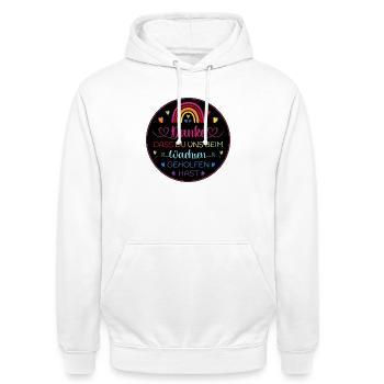 Danke dass Du uns beim Wachsen geholfen hast - Unisex Hoodie - Weiß - Vorne - AI Model Male 185 dark (185cm) & AI Model Female 172 dark (172cm)