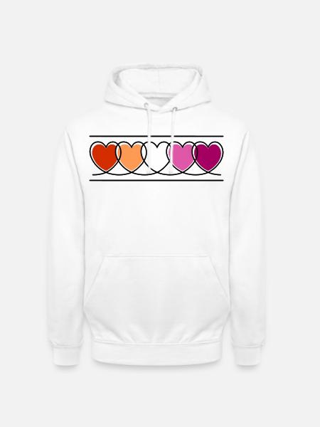 Lesbian Lesbian Hearts - Unisex Hoodie - white