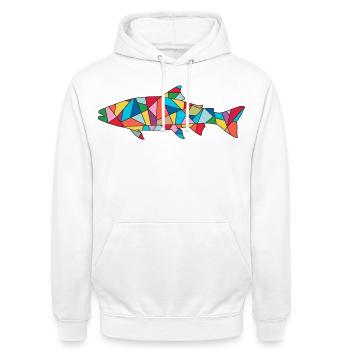 Forellen Angeln Fische Angler Forelle - Unisex Hoodie - Weiß - Vorne - AI Model Male 185 dark (185cm) & AI Model Female 172 dark (172cm)