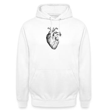 Herz Anatomie - Unisex Hoodie - Weiß - Vorne - AI Model Male 185 dark (185cm) & AI Model Female 172 dark (172cm)