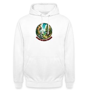 The Hunt for Hidden Treasures - Unisex Hoodie - Weiß - Vorne - AI Model Male 185 dark (185cm) & AI Model Female 172 dark (172cm)