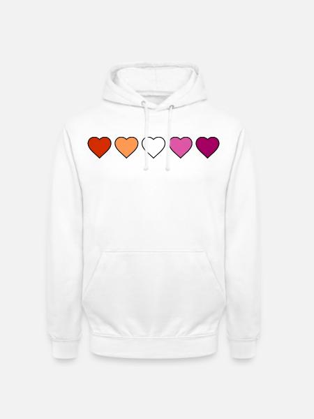 Lesbian Lesbian Lesbian Hearts - Unisex Hoodie - white