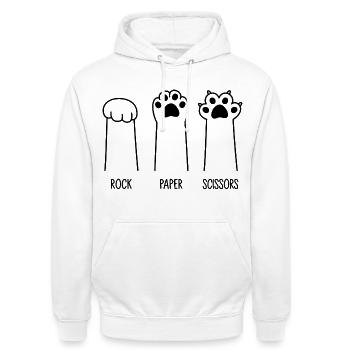 Rock Paper Scissors - Unisex Hoodie - Weiß - Vorne - AI Model Male 185 dark (185cm) & AI Model Female 172 dark (172cm)