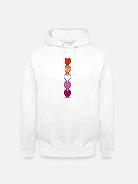 Lesbian Lesbian Lesbian Hearts - Unisex Hoodie - white