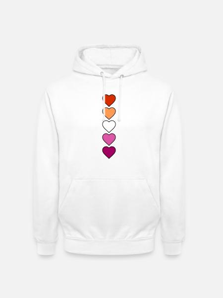 Lesbian Lesbian Hearts - Unisex Hoodie - white