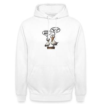 Meer Sprüche, Sprüche | T-Shirts | Möwe blöd - Unisex Hoodie - Weiß - Vorne - AI Model Male 185 dark (185cm) & AI Model Female 172 dark (172cm)