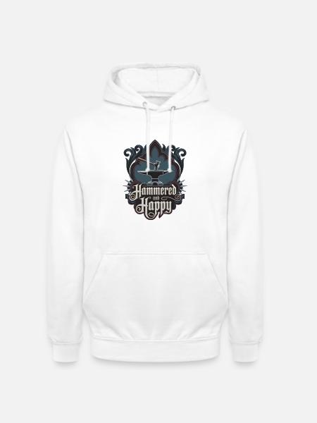 Martelé et heureux - Sweat-shirt à capuche unisexe - blanc