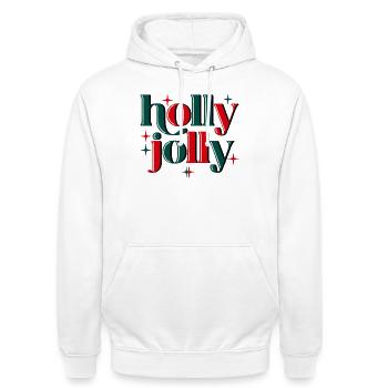 Holly Jolly Xmas - Unisex Hoodie - Weiß - Vorne - AI Model Male 185 dark (185cm) & AI Model Female 172 dark (172cm)