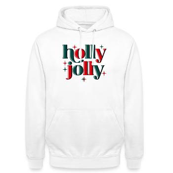 Holly Jolly Xmas - Unisex Hoodie - Weiß - Vorne - AI Model Male 185 dark (185cm) & AI Model Female 172 dark (172cm)