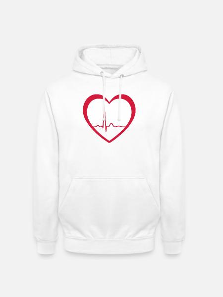 Heartbeat ECG Line Medical Pulse Wave Icon Vector - Unisex Hoodie - white