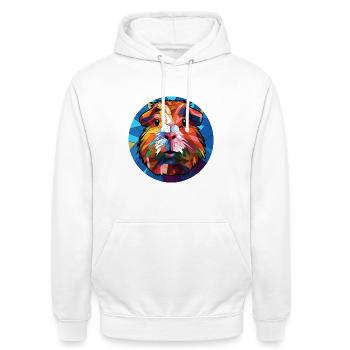 Meerschweinchen Bunte Aquarell-Tierillustration - Unisex Hoodie - Weiß - Vorne - AI Model Male 185 dark (185cm) & AI Model Female 172 dark (172cm)
