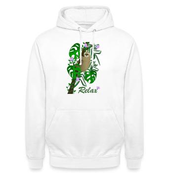Faultier - Unisex Hoodie - Weiß - Vorne - AI Model Male 185 dark (185cm) & AI Model Female 172 dark (172cm)