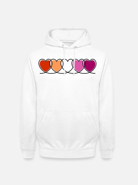 Lesbe lesbisch Herzen - Unisex Hoodie - Weiß