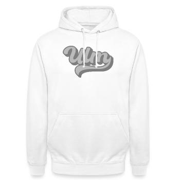 Ulm Schriftzug Logo Grau Vintage - Unisex Hoodie - Weiß - Vorne - AI Model Male 185 dark (185cm) & AI Model Female 172 dark (172cm)