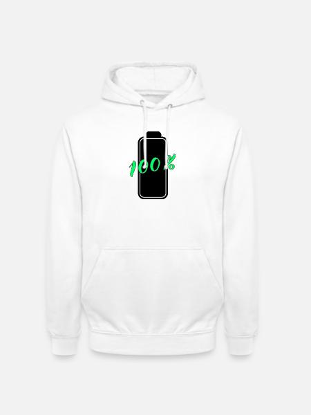 Batterie hat 100% volle Energie - Unisex Hoodie - Weiß