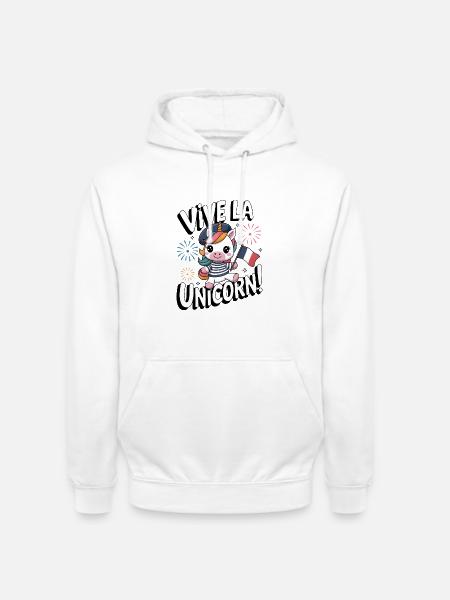 Vive La Licorne ! - Sweat-shirt à capuche unisexe - blanc
