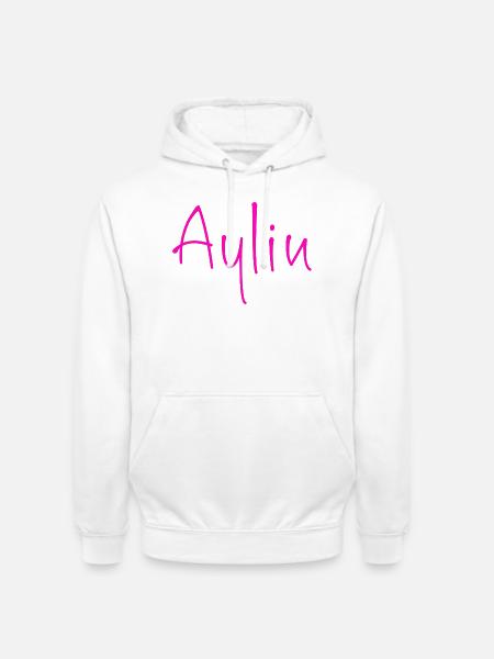 Aylin NeonPink Schriftzug - Unisex Hoodie - Weiß