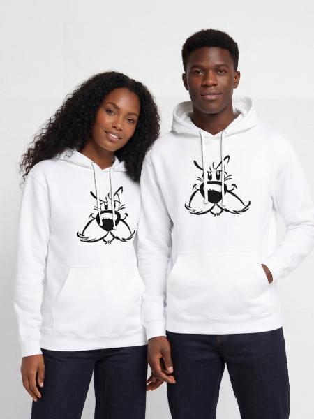 Asterix & Obelix - Idefix Kostüm - Unisex Hoodie - Weiß - Vorne - AI Model Male 185 dark (185cm) & AI Model Female 172 dark (172cm)