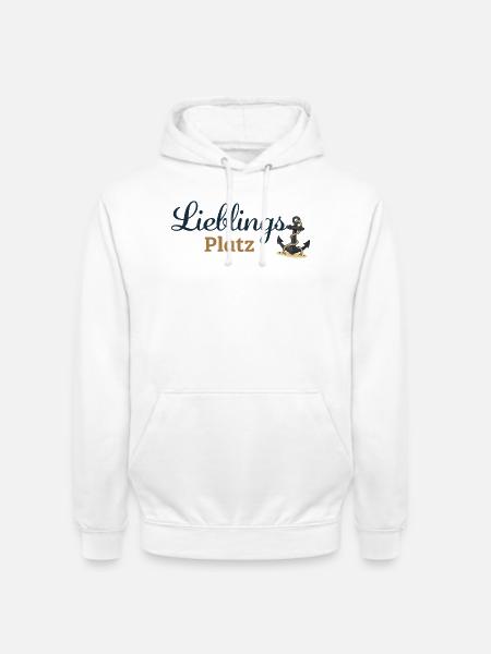 Lieblingsplatz – Maritimes Ankerdesign - Unisex Hoodie - Weiß