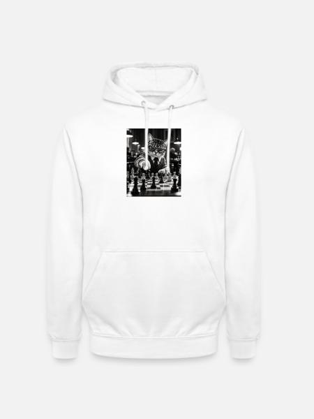 Katze Schachspieler Retro Design - Unisex Hoodie - Weiß