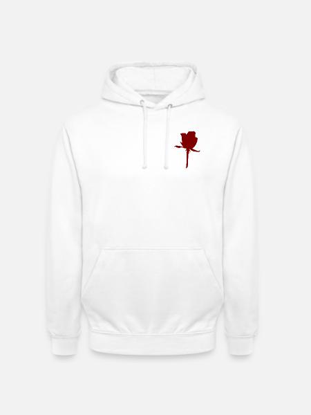 Rote Rosen-Silhouette auf Stiel - Unisex Hoodie - Weiß