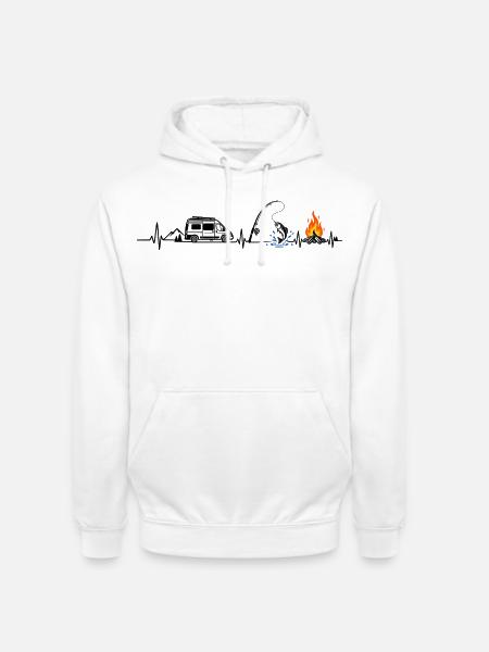 Camping und Angeln - Unisex Hoodie - Weiß