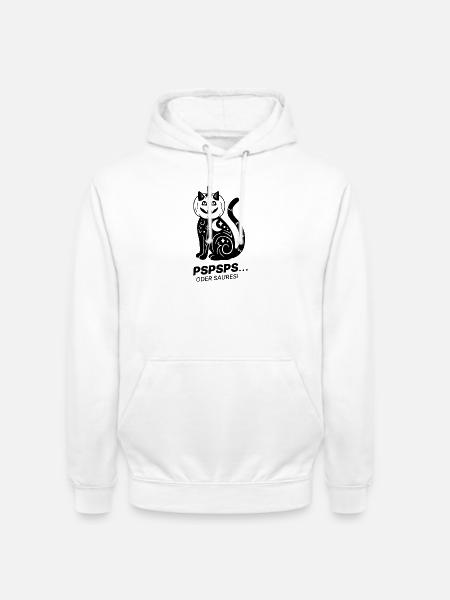 Pspsps oder Saures – Schwarze Katze Halloween - Unisex Hoodie - Weiß