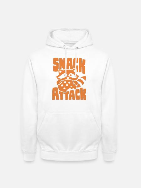 Waschbär mit Keks – Snack Attack - Unisex Hoodie - Weiß
