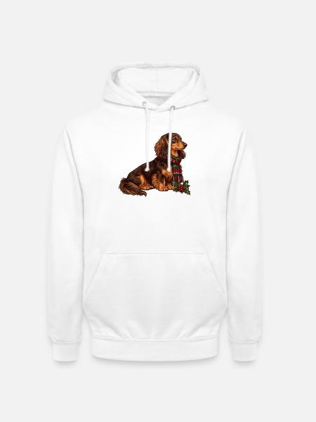 Weihnachtsdackel mit Schal - Unisex Hoodie - Weiß