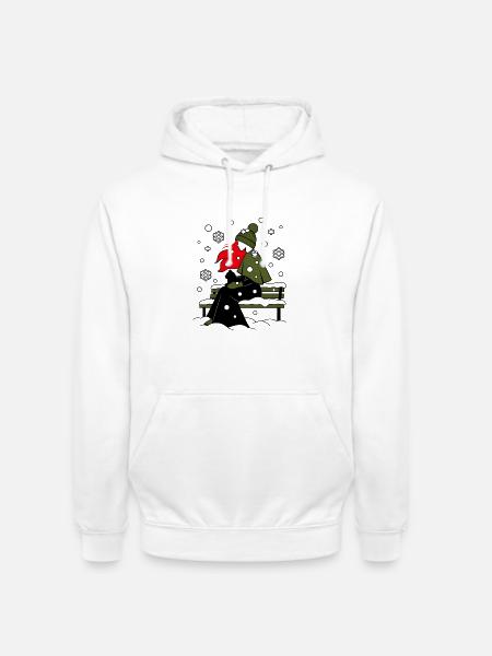 ragazza_capelli_rossi-_sotto_la_neve_con_gatto_ - Unisex Hoodie - Weiß
