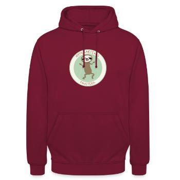 hyperaktiv Faultier - Unisex Hoodie - Bordeaux - Vorne - Alina (178cm) & Michal (187cm)
