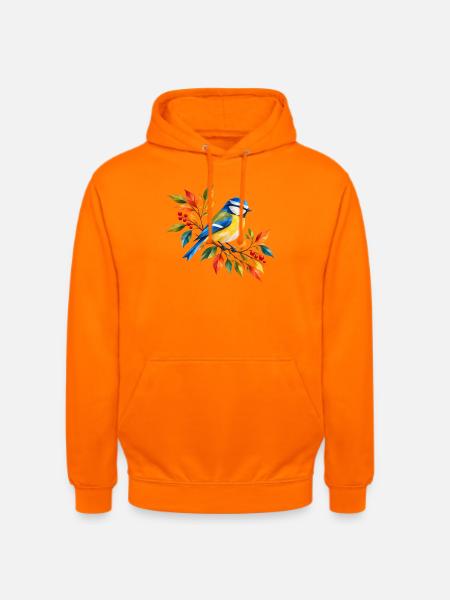 Blaumeise im bunten Herbst - Unisex Hoodie - Orange