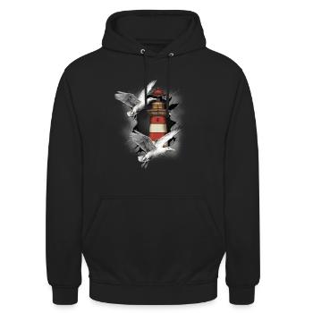 Leuchttürme Leuchtturm Möwe Möwen - Unisex Hoodie - Schwarz - Vorne - Alina (178cm) & Michal (187cm)