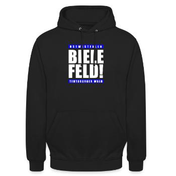 Bielefeld Ostwestfalen Teutoburger Wald - Unisex Hoodie - Schwarz - Vorne - Alina (178cm) & Michal (187cm)