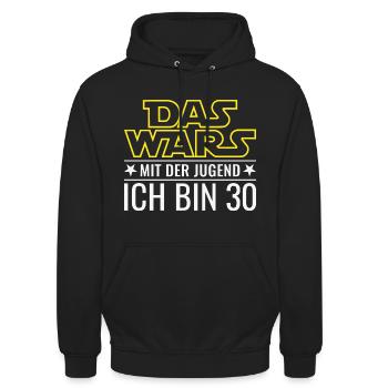 30. Geburtstag Das wars mit der Jugend - Unisex Hoodie - Schwarz - Vorne - Alina (178cm) & Michal (187cm)