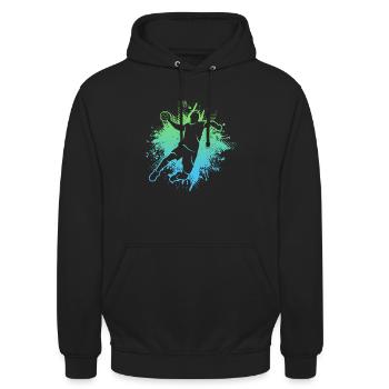 Handballer Handballspieler Kinder Jungen Handball - Unisex Hoodie - Schwarz - Vorne - Alina (178cm) & Michal (187cm)