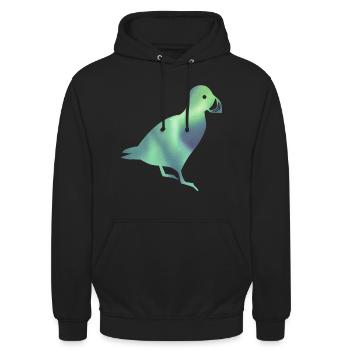 Island Papageitaucher Puffin Iceland Polarlicht - Unisex Hoodie - Schwarz - Vorne - Alina (178cm) & Michal (187cm)