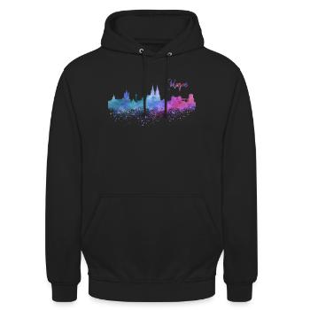 Köln Skyline - Unisex Hoodie - Schwarz - Vorne - Alina (178cm) & Michal (187cm)