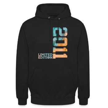 15. GEBURTSTAG LIMITED EDITION 2011 - Unisex Hoodie - Schwarz - Vorne - Alina (178cm) & Michal (187cm)
