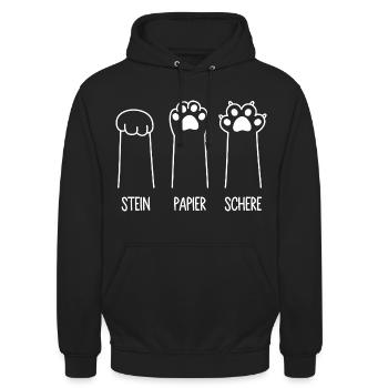 Katzenpfoten Katze Pfote Spiel Stein Papier Schere - Unisex Hoodie - Schwarz - Vorne - Alina (178cm) & Michal (187cm)