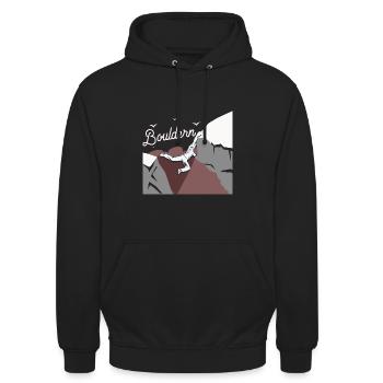 Schwindelfreier Boulderer Felswand - Unisex Hoodie - Schwarz - Vorne - Alina (178cm) & Michal (187cm)
