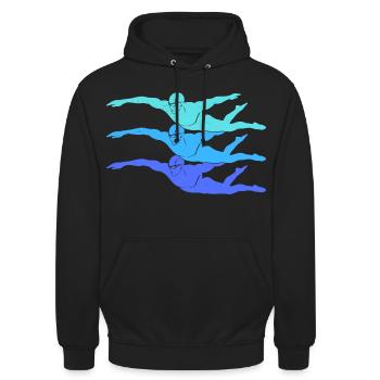 Schwimmen Schwimmsport Kinder Schwimm Schwimmer - Unisex Hoodie - Schwarz - Vorne - Alina (178cm) & Michal (187cm)