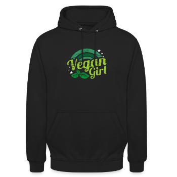 Veganerin Geschenk - Unisex Hoodie - Schwarz - Vorne - Alina (178cm) & Michal (187cm)